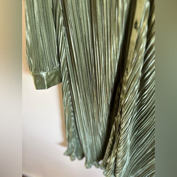 Mikarose Elysa Pleated Satin Midi Dress – Milky Tea – Size M (NWT) - Picture 4 of 5